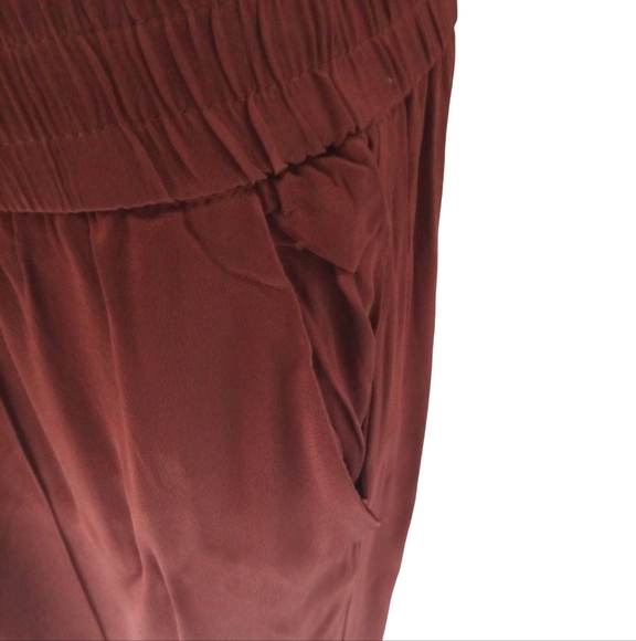 FRNCH Paris Women's Elastic Pull On Pocket Rust Brown Wide Leg Pants Size XL - Picture 3 of 9